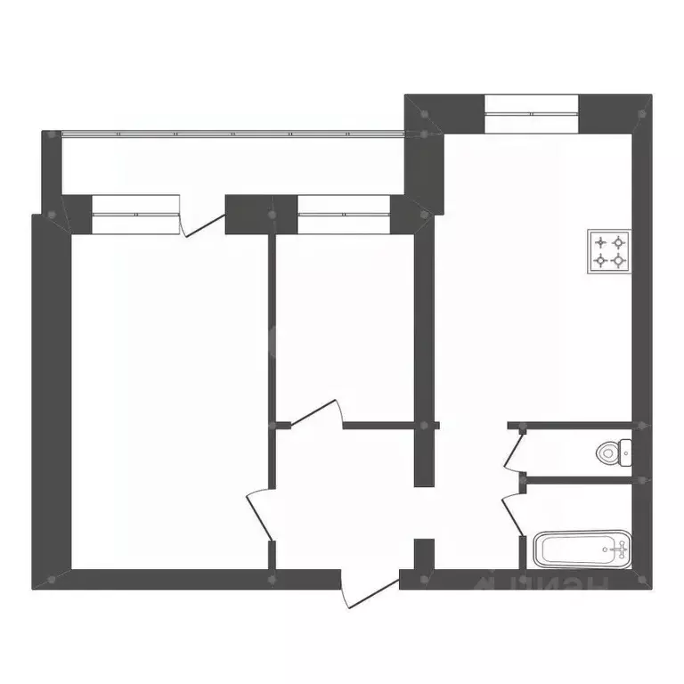 2-к кв. Амурская область, Белогорск ш. Никольское, 23 (47.1 м) - Фото 1