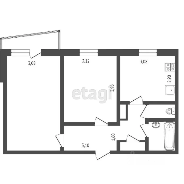 2-к кв. Тюменская область, Тюмень Камчатская ул., 2 (51.0 м) - Фото 1