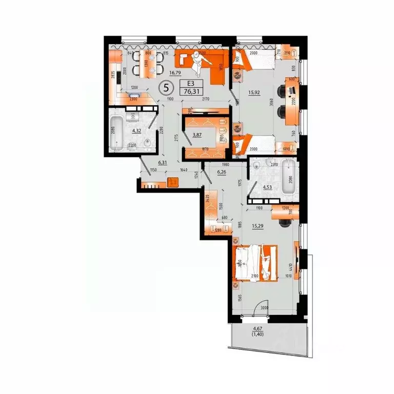 1-к кв. Приморский край, Владивосток Санрайс жилой комплекс (74.91 м) - Фото 2