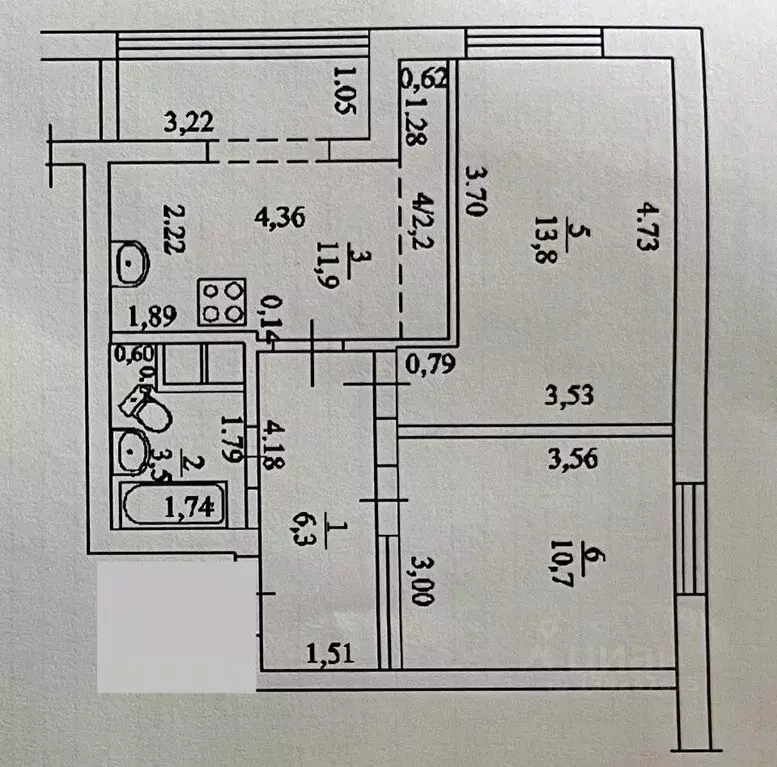 2-к кв. Башкортостан, Уфа ул. Максима Горького, 44 (48.4 м) - Фото 2