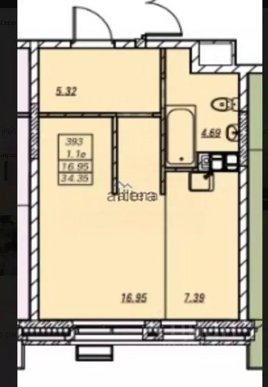 Студия Татарстан, Казань проезд Детский, 3 (34.35 м) - Фото 2