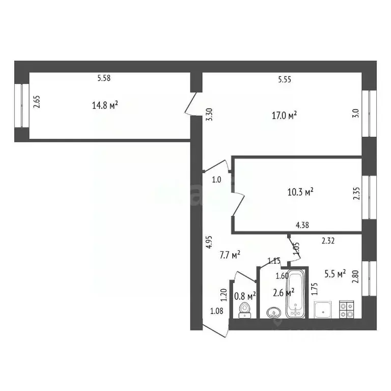 3-к кв. Мордовия, Рузаевский район, пос. Левженский Центральная ул., ... - Фото 1