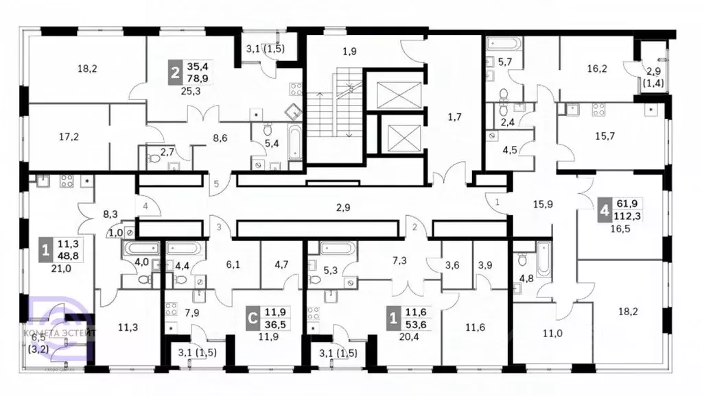 3-к кв. Москва Строительный проезд, вл9/13 (79.0 м) - Фото 2