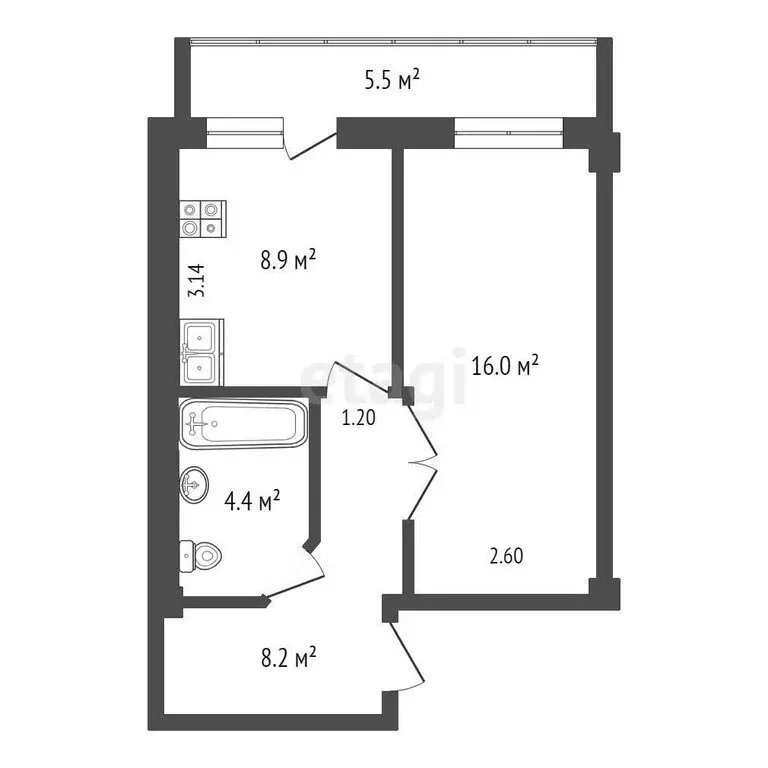 1-комнатная квартира: Липецк, улица А.Г. Стаханова, 58 (42 м) - Фото 0