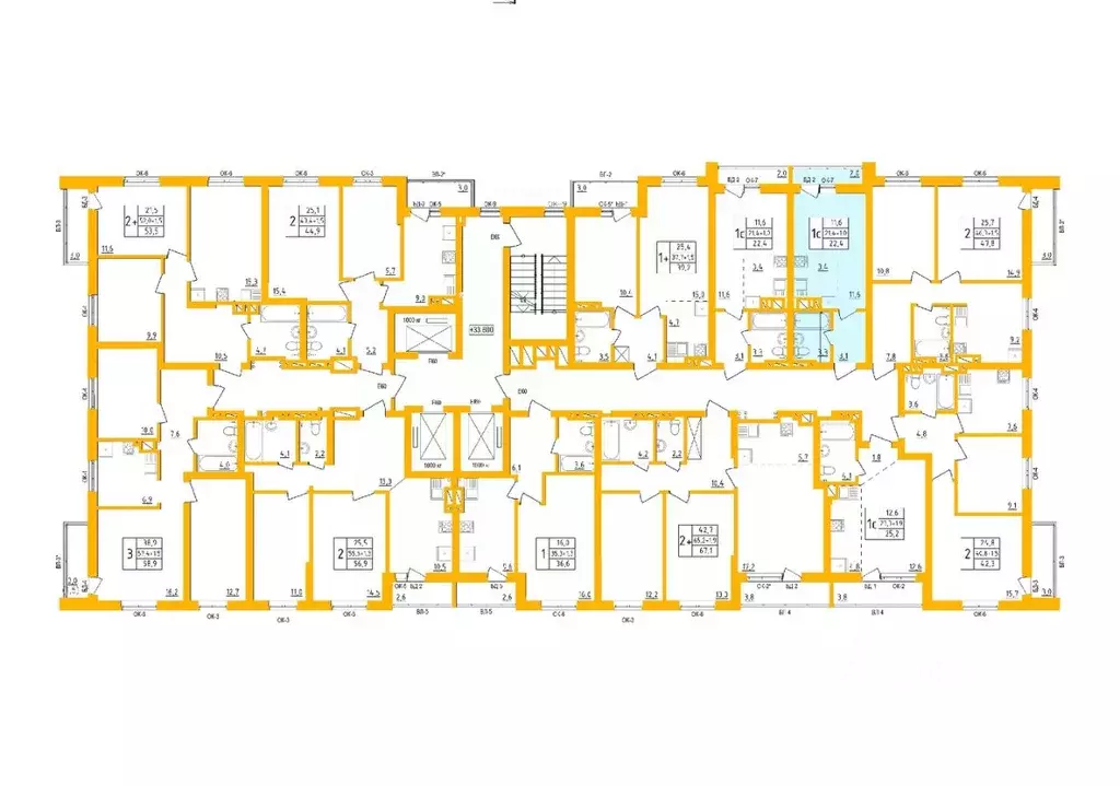 Студия Башкортостан, Уфа Инорс-4Б мкр, Акварель жилой комплекс (22.3 ... - Фото 2