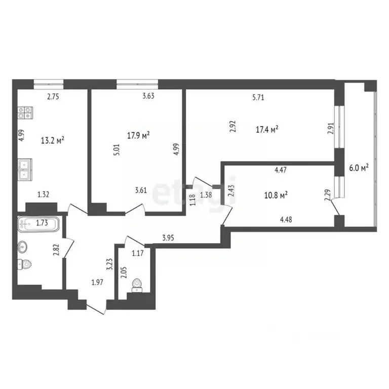 3-к кв. Мордовия, Саранск Псковская ул., 13 (78.2 м) - Фото 1