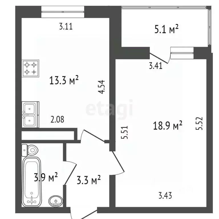 1-к кв. Санкт-Петербург Парашютная ул., 58 (39.4 м) - Фото 1