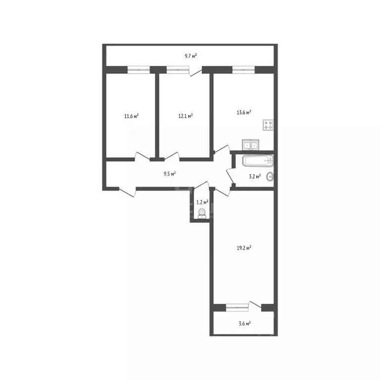 3-к кв. Санкт-Петербург просп. Королева, 59к5 (70.4 м) - Фото 1