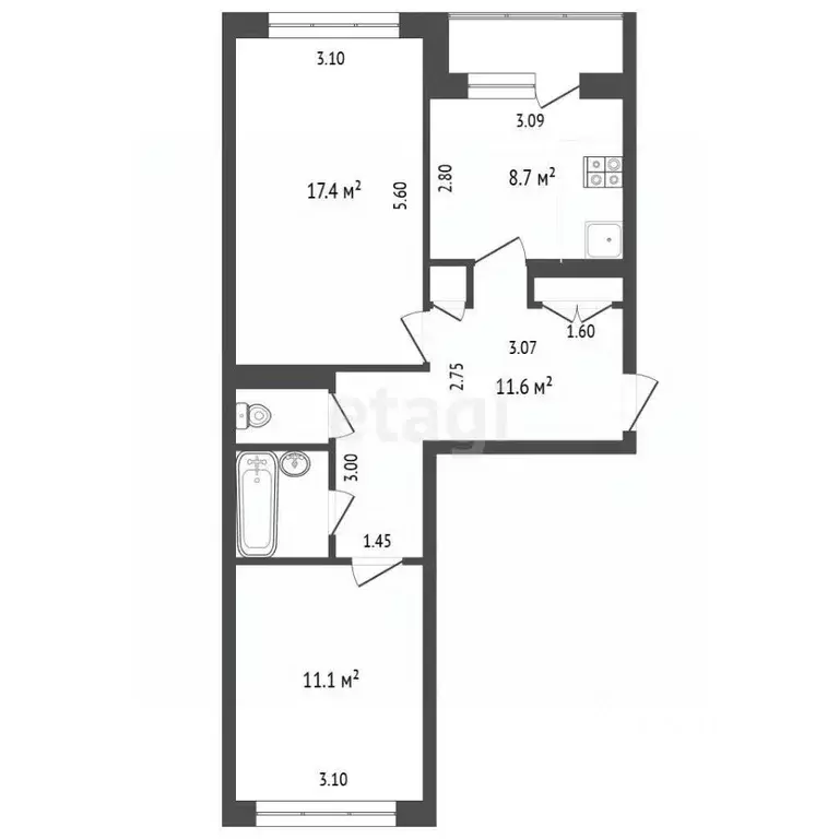3-к кв. Чувашия, Чебоксары Гражданская ул., 62/1 (65.6 м) - Фото 2