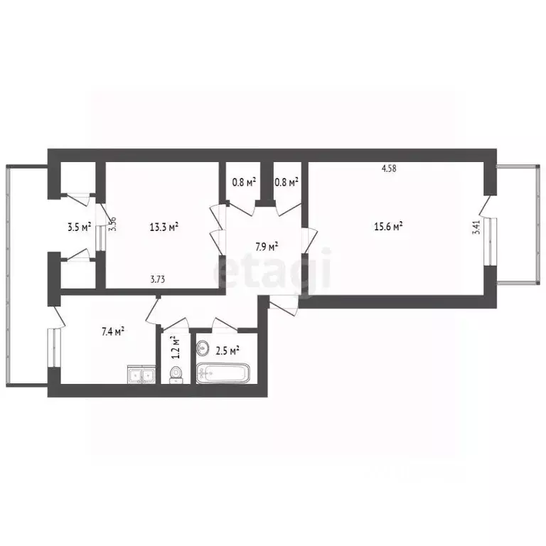 2-к кв. Севастополь ул. Героев Бреста, 9 (55.1 м) - Фото 2