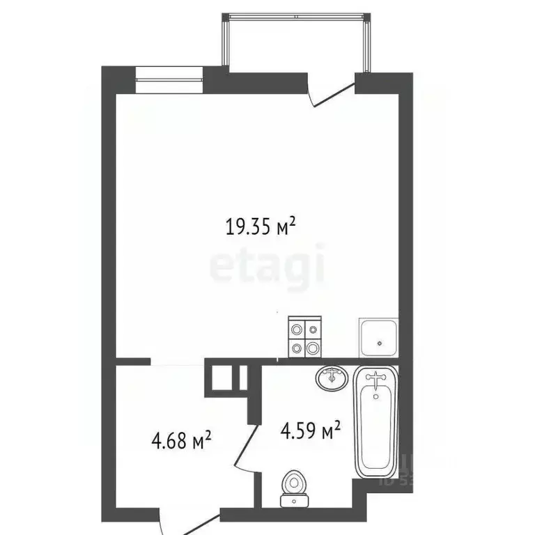 Студия Ростовская область, Ростов-на-Дону ул. Нансена, 109/5 (30.5 м) - Фото 1