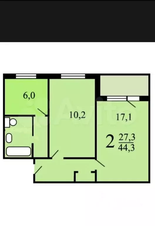 2-к. квартира, 45 м, 6/9 эт. - Фото 0