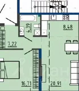 2-к кв. Самарская область, Самара Грин Ривер жилой комплекс (57.58 м) - Фото 2