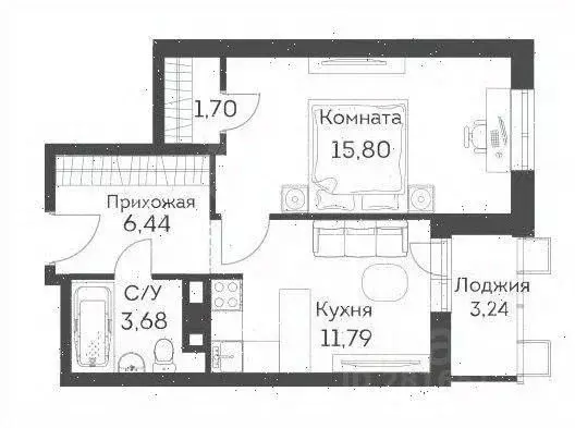 1-к кв. Москва Муравская ул., 46к4 (42.4 м) - Фото 2