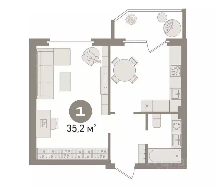 1-к кв. Ханты-Мансийский АО, Сургут пос. Гидростроитель, ул. ... - Фото 2
