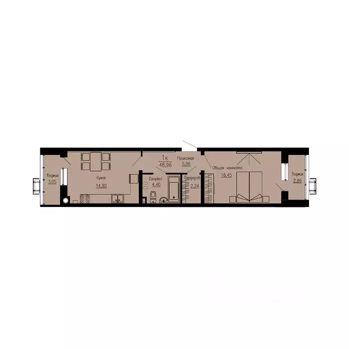 1-к кв. Ставропольский край, Пятигорск Скачки мкр,  (48.96 м) - Фото 1