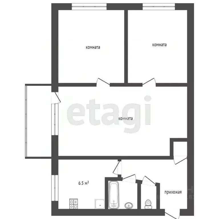 3-к кв. Ростовская область, Ростов-на-Дону Филимоновская ул., 92 (54.0 ... - Фото 1