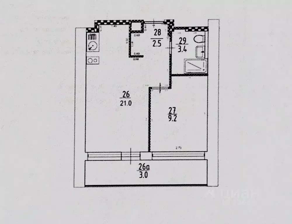 Студия Московская область, Химки ул. Кудрявцева, 10 (36.1 м) - Фото 2