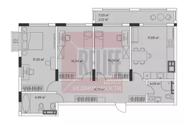 3-комнатная квартира: посёлок Малое Исаково, Первая улица, 1к4 (91.2 ... - Фото 1