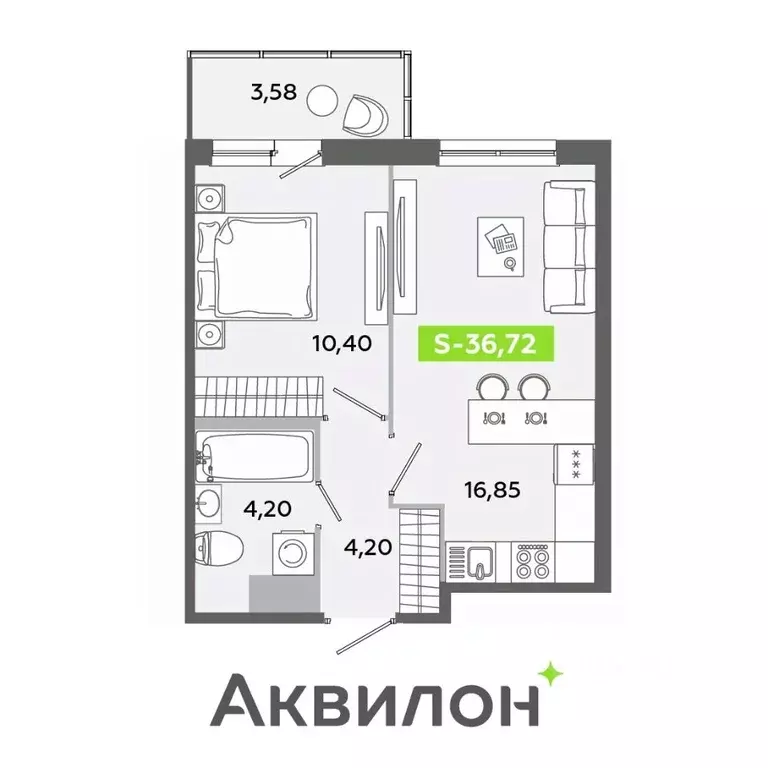 2-к кв. Ленинградская область, Всеволожский район, Заневское городское ... - Фото 1