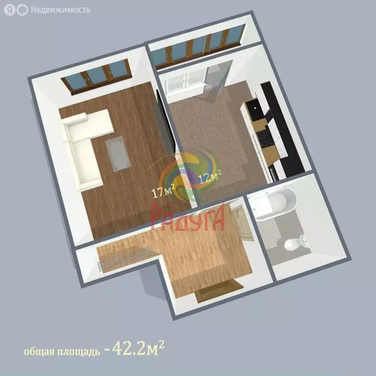 1-комнатная квартира: Иваново, улица Демьяна Бедного, 1А (42.2 м) - Фото 2