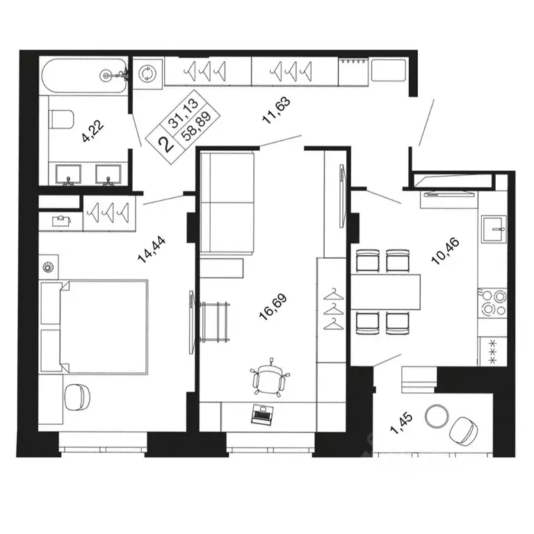 2-к кв. Московская область, Апрелевка Наро-Фоминский городской округ, ... - Фото 1