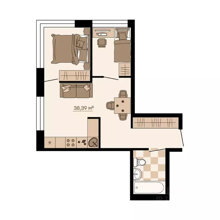 2-к кв. Приморский край, Владивосток ул. Грязелечебница (38.39 м) - Фото 1