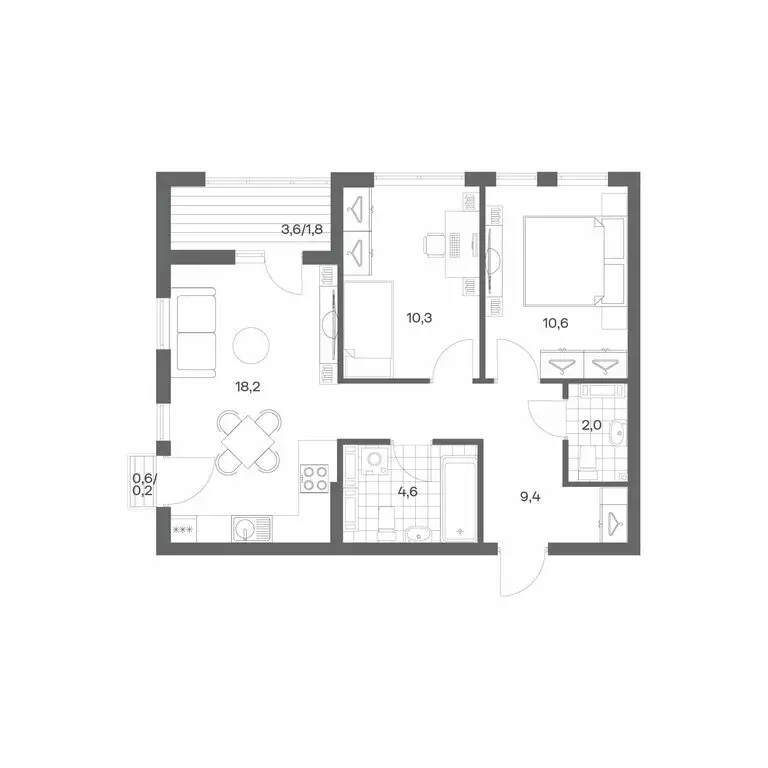 2-комнатная квартира: Калининград, улица Юрия Гагарина, 30 корпус 1 ... - Фото 0