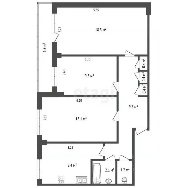 3-к кв. Калужская область, Калуга ул. Чижевского, 25 (63.6 м) - Фото 1