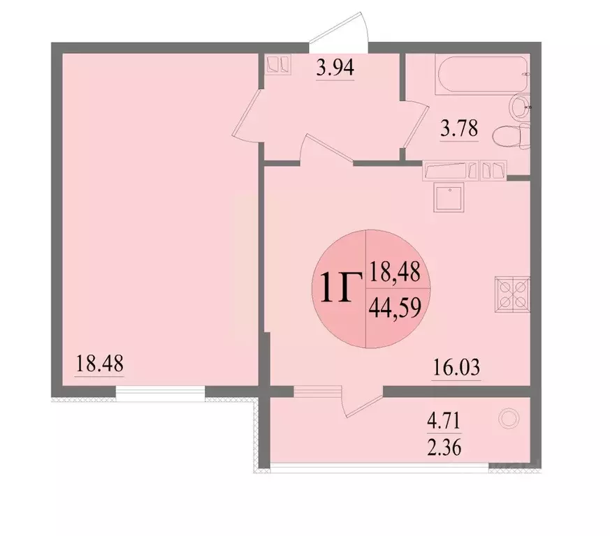 1-к кв. Крым, Евпатория Победа жилой комплекс (44.59 м) - Фото 1