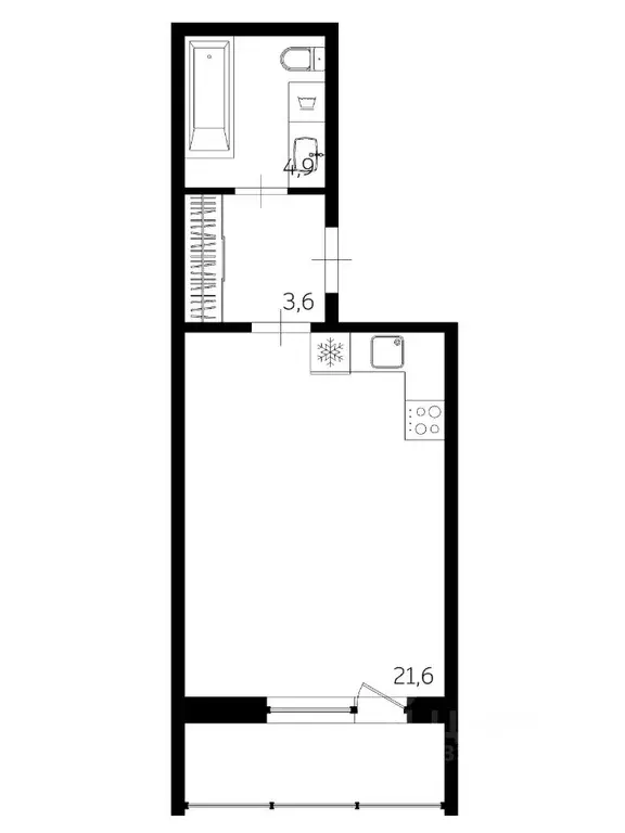 Студия Санкт-Петербург аллея Евгения Шварца, 14 (30.1 м) - Фото 1