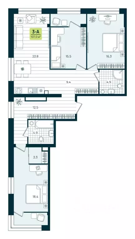 3-к кв. Ханты-Мансийский АО, Нижневартовск К-2 кв-л,  (107.0 м) - Фото 0