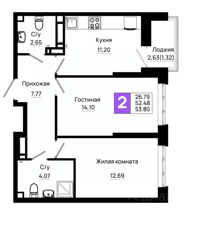 2-к кв. Ростовская область, Ростов-на-Дону Нефтекачка кв-л, Октябрь ... - Фото 0