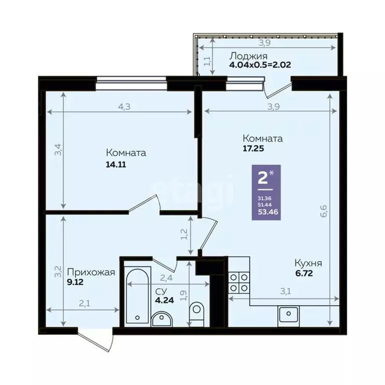 2-комнатная квартира: Казань, улица Павлюхина, 110В (88 м) - Фото 1