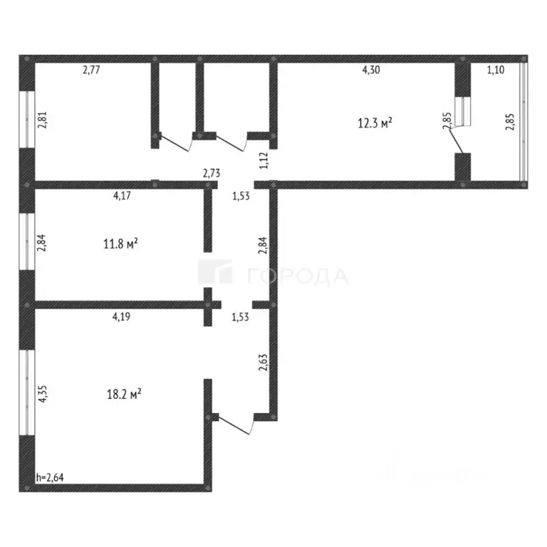 3-к кв. Кемеровская область, Новокузнецк ул. Звездова, 20 (65.2 м) - Фото 2