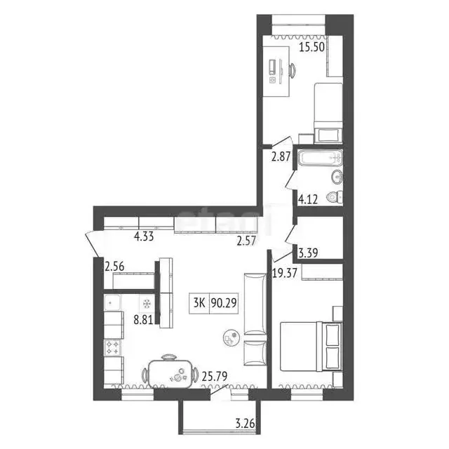 Продаётся 3-к квартира, 90.29 м - Фото 0