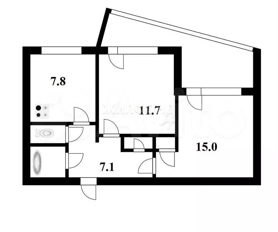 2-к. квартира, 46,4 м, 5/9 эт. - Фото 0