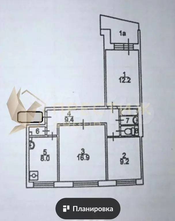 3-к. квартира, 59,6 м, 4/9 эт. - Фото 0