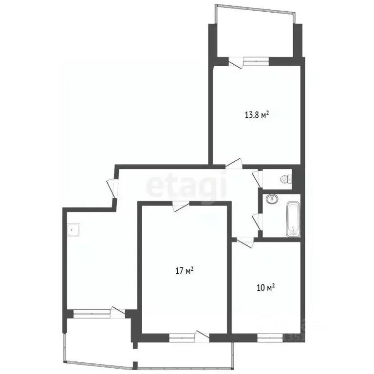 3-к кв. Челябинская область, Озерск Заозерный мкр, 6/3 (65.0 м) - Фото 0