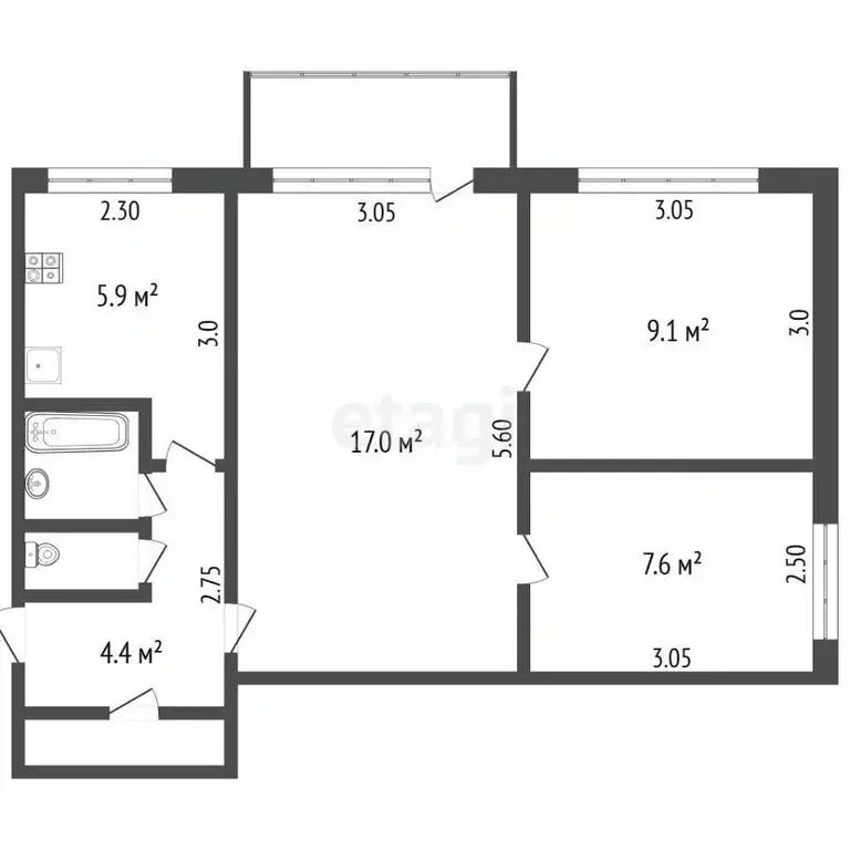 3-к кв. Нижегородская область, Выкса Гоголя мкр, 19 (48.5 м) - Фото 2