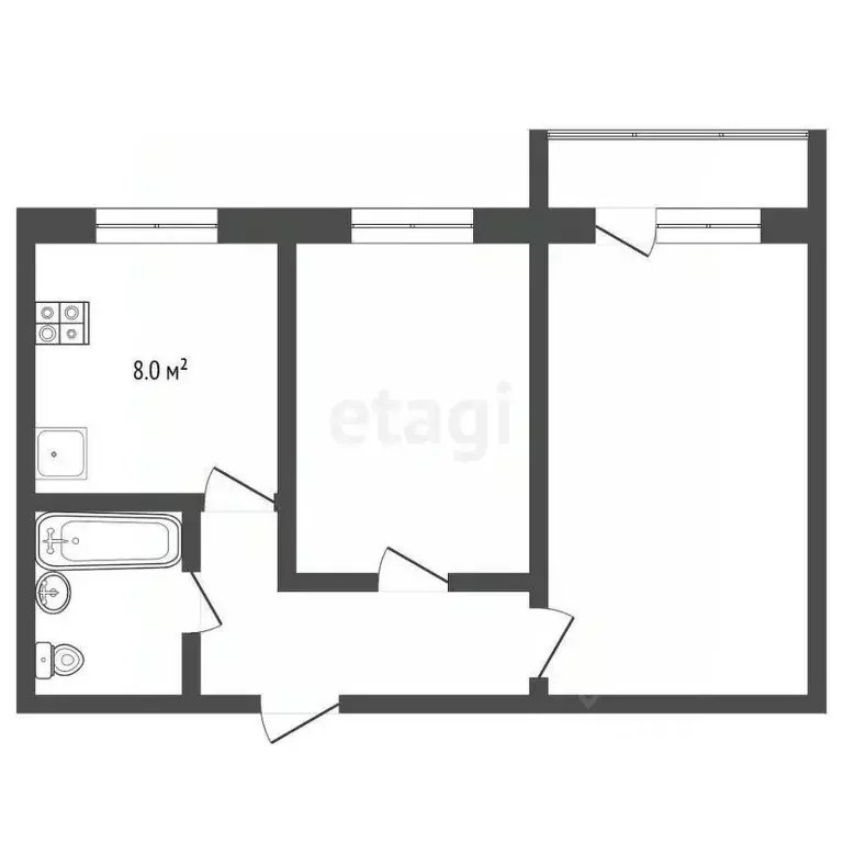 2-к кв. Ярославская область, Рыбинск Катерская ул., 3 (52.3 м) - Фото 2