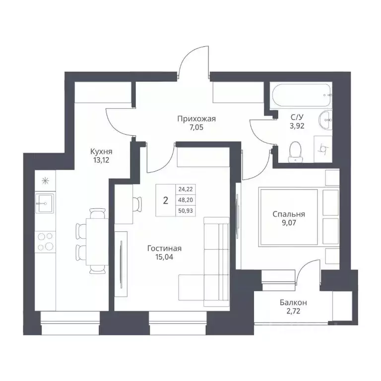 2-к кв. Новосибирская область, Новосибирск ул. Дуси Ковальчук, 246 ... - Фото 1