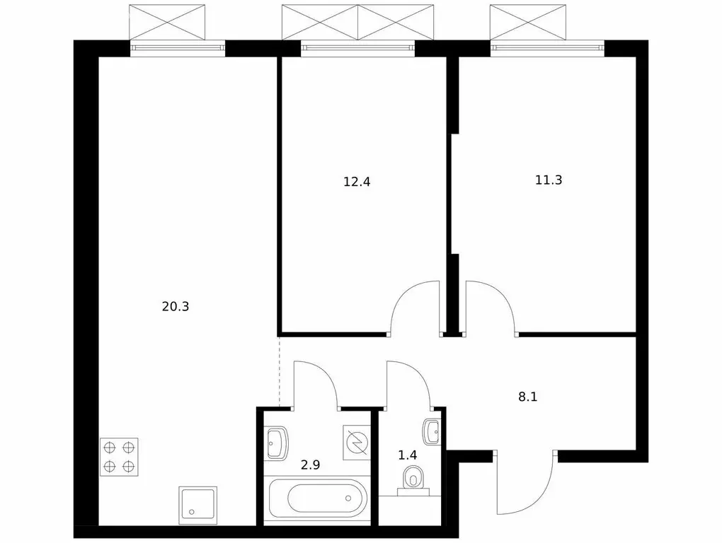 2-комнатная квартира: Ильинское-Усово, ЖК Ильинские Луга, к2.9 (56.4 ... - Фото 0