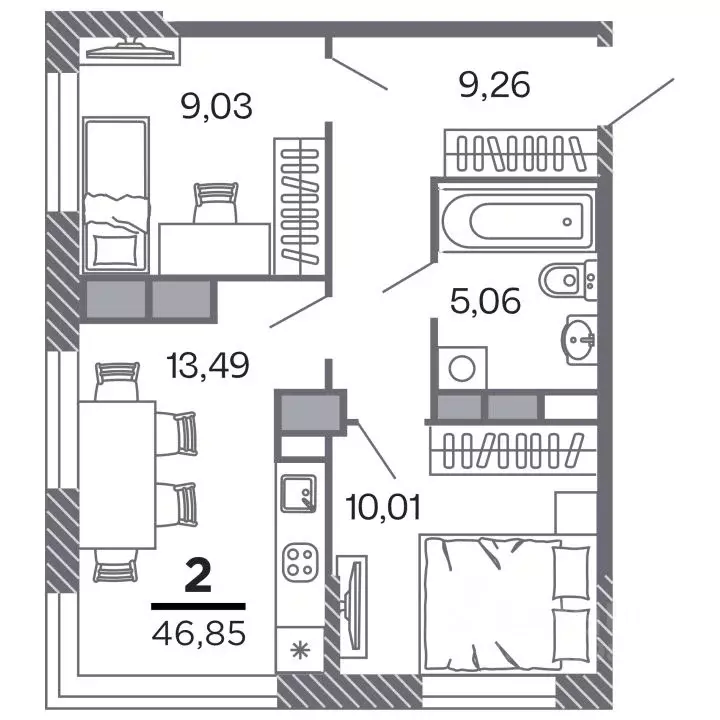 2-к кв. Рязанская область, Рязань Петра и Февронии жилой комплекс ... - Фото 1