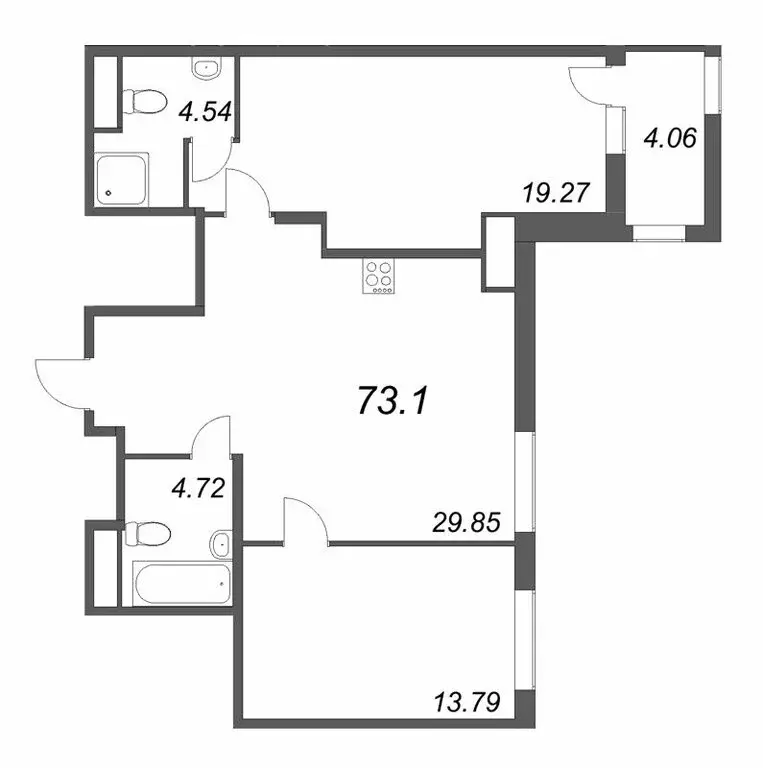 2-комнатная квартира: Санкт-Петербург, Заставская улица, 30 (72.47 м) - Фото 0