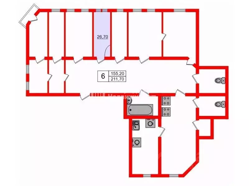 Комната Санкт-Петербург Можайская ул., 37-39 (26.7 м) - Фото 1