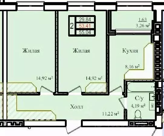 2-к кв. Калининградская область, Калининград Александра ... - Фото 0