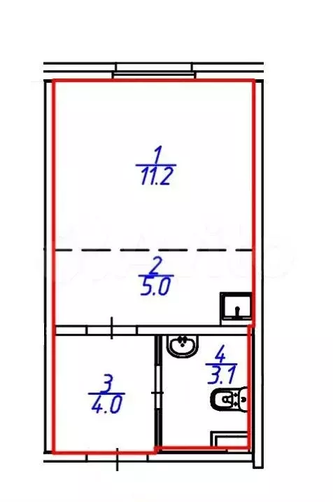 Квартира-студия, 23 м, 2/5 эт. - Фото 0