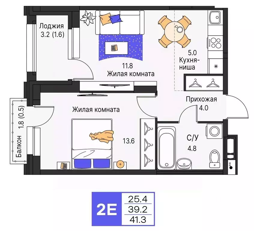 2-к кв. Пермский край, Пермь ул. Карла Модераха, 7 (41.3 м) - Фото 1