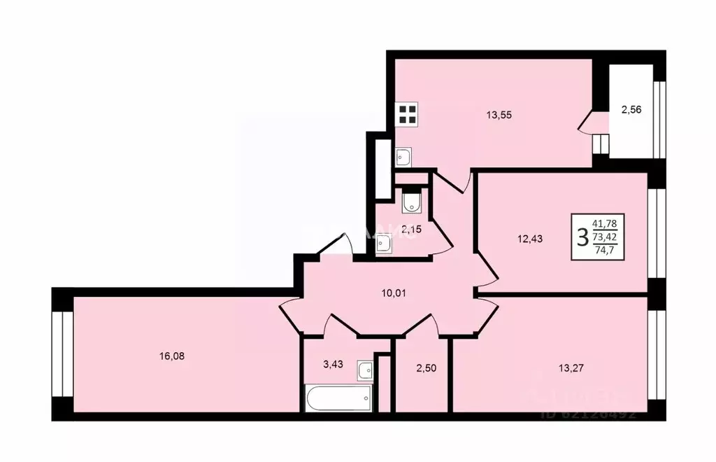3-к кв. Санкт-Петербург Планерная ул., 95к1 (73.0 м) - Фото 2